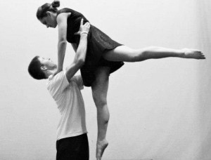 Lane Springle lifts dancer Kendall Atwater in a practice before the concert. Photo courtesy of Kendall Atwater