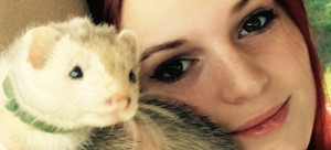 Ana the ferret and Lindy McDonnell cuddle for a picture. Photo courtesy of Lindy McDonnell