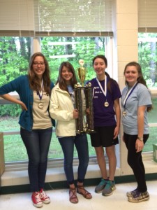 Pictured from left to right: Seniors Frances Beroset and Amanda Peele, junior Hudson Moore and senior Rachel Crawford. Photo courtesy of Kathy Greenlee.