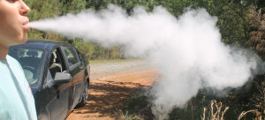 A Northwood student uses a vape after school to create a cloud of vapor. John Dunning/The Omniscient