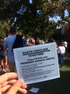 Thousands of UNC students and community members waited in line to see the president. Sara Heilman/The Omniscient