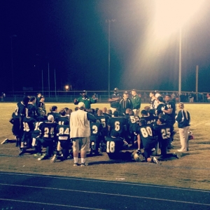 Team huddle after the 1st loss of the season, good work tonight guys