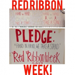 This week is Red Ribbon Week! Show your support tomorrow on college day and wear the shirt of your fave college! #redribbon #northwood