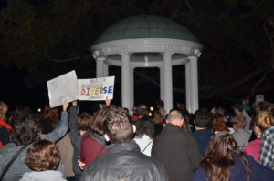Follow the Blue Bricked Road: Anti-Trump rally was held at UNC Chapel Hill